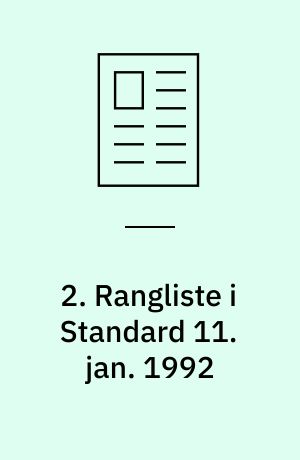 2. Rangliste i Standard 11. jan. 1992