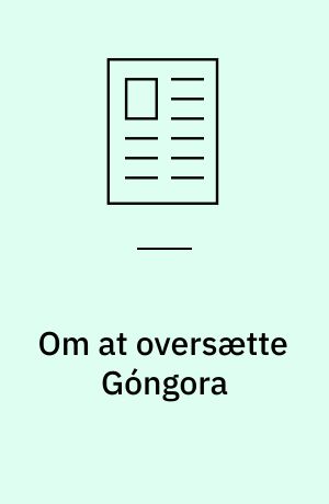 Om at oversætte Góngora