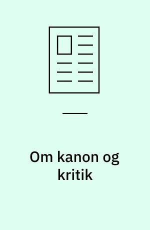 Om kanon og kritik