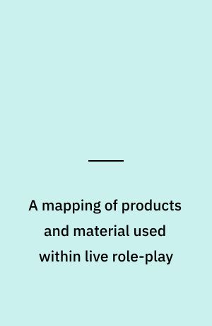 A mapping of products and material used within live role-play