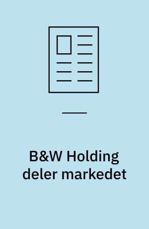 B&W Holding deler markedet