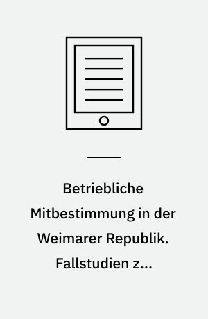 Betriebliche Mitbestimmung in der Weimarer Republik. Fallstudien zum Ruhrbergbau und zur Chemischen Industrie