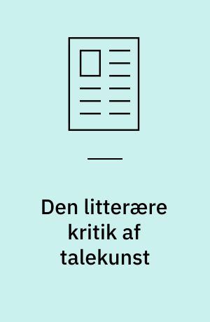 Den litterære kritik af talekunst