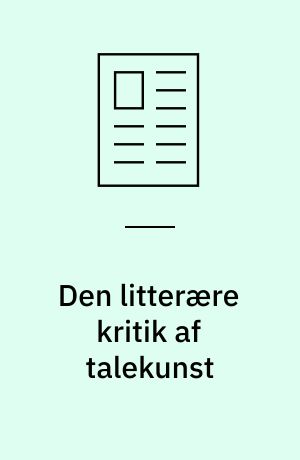Den litterære kritik af talekunst