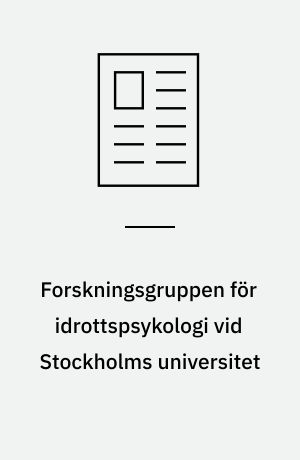 Forskningsgruppen för idrottspsykologi vid Stockholms universitet