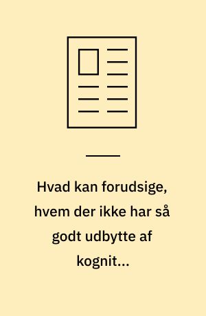 Hvad kan forudsige, hvem der ikke har så godt udbytte af kognitiv adfærdsterapeutisk behandling (KAT) til børn og unge med angstlidelser: En multinational undersøgelse