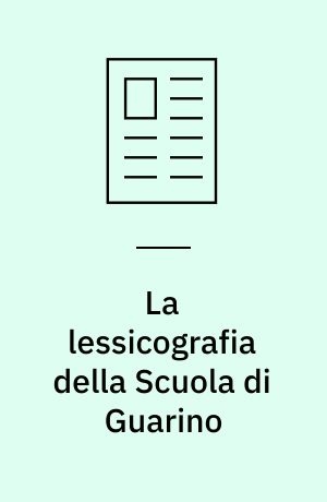 La lessicografia della Scuola di Guarino : il De differentiis vocabulorum di Bartolomeo Facio