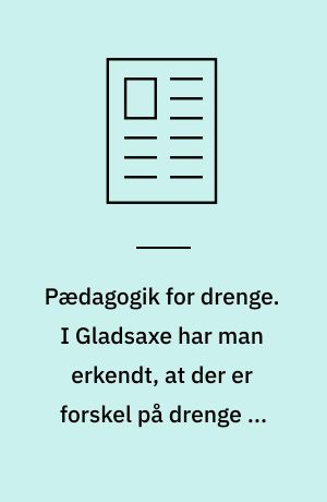 Pædagogik for drenge. I Gladsaxe har man erkendt, at der er forskel på drenge og piger