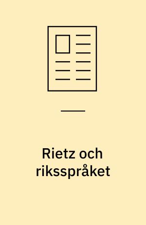 Rietz och riksspråket