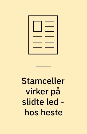 Stamceller virker på slidte led - hos heste