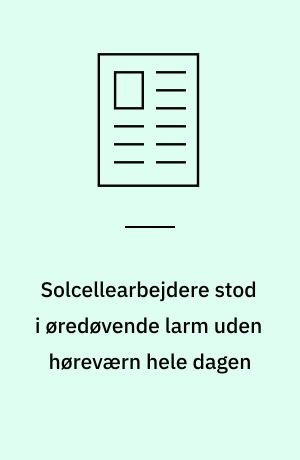 Solcellearbejdere stod i øredøvende larm uden høreværn hele dagen