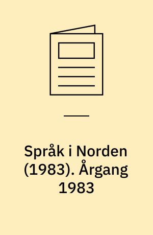 Språk i Norden (1983). Årgang 1983