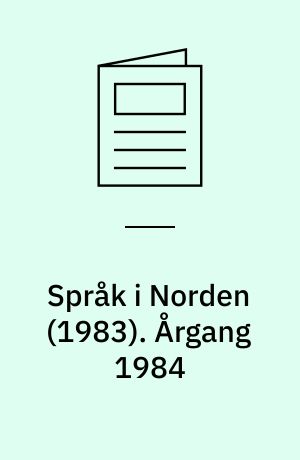 Språk i Norden (1983). Årgang 1984