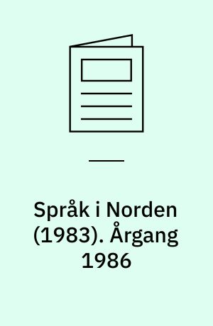 Språk i Norden (1983). Årgang 1986
