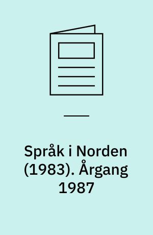 Språk i Norden (1983). Årgang 1987