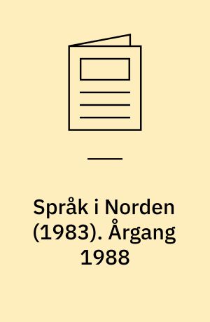 Språk i Norden (1983). Årgang 1988