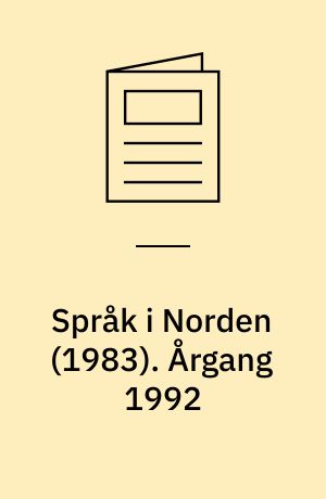 Språk i Norden (1983). Årgang 1992