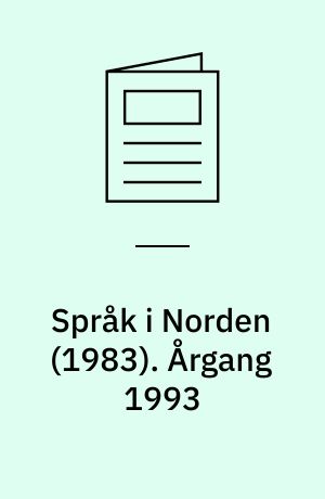 Språk i Norden (1983). Årgang 1993