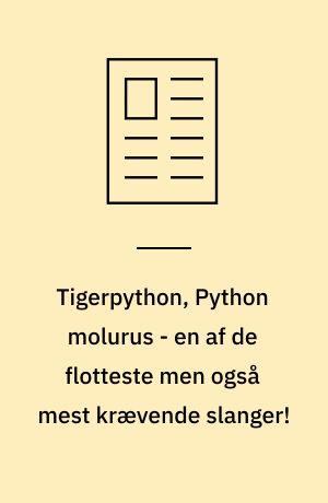 Tigerpython, Python molurus - en af de flotteste men også mest krævende slanger!