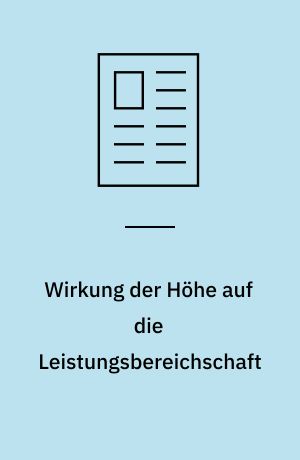 Wirkung der Höhe auf die Leistungsbereichschaft