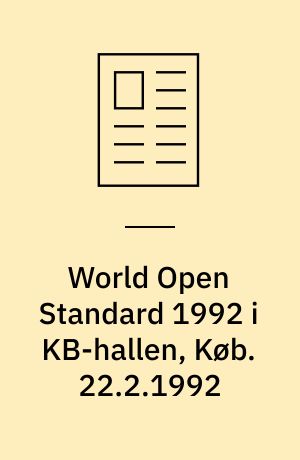 World Open Standard 1992 i KB-hallen, Køb. 22.2.1992